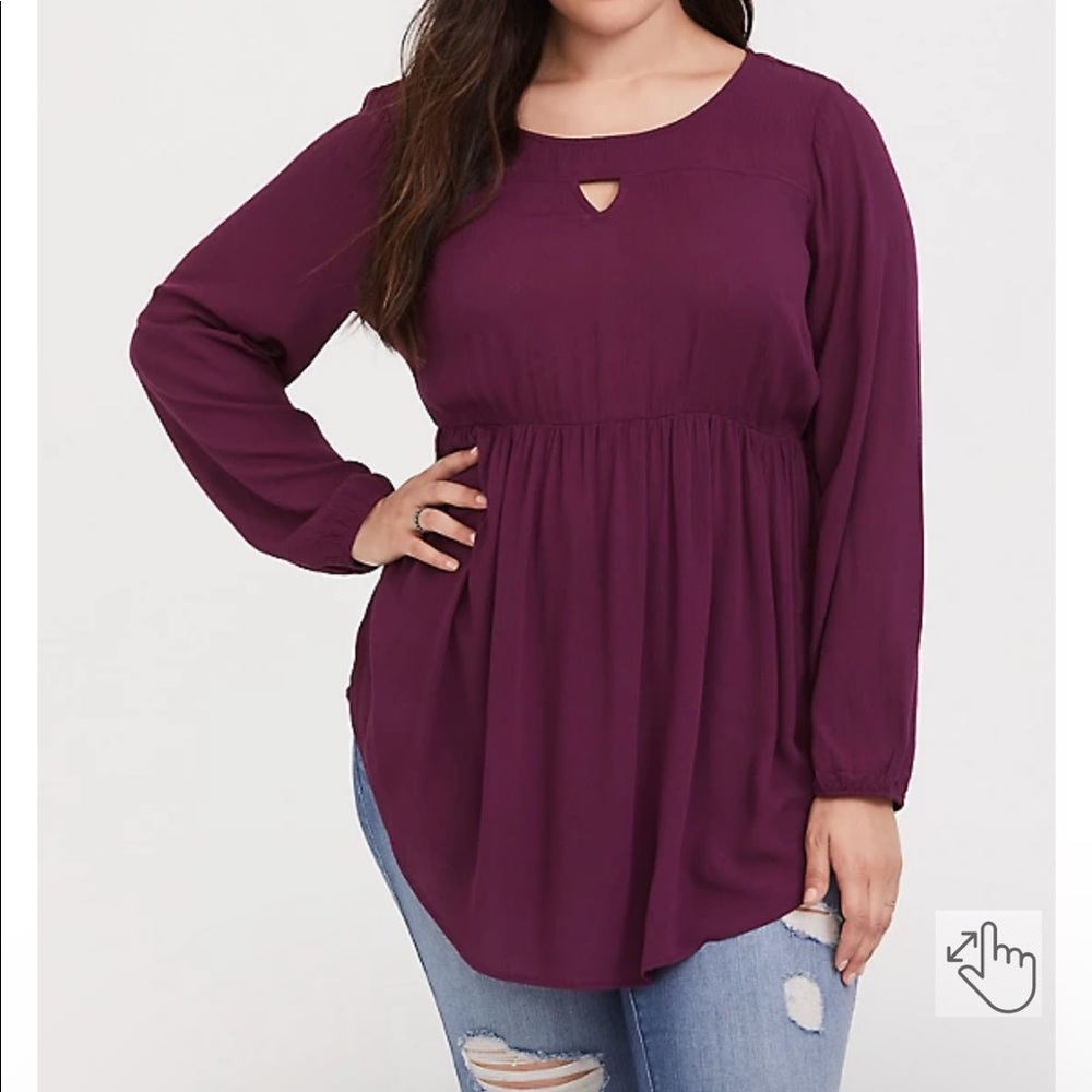 Torrid PURPLE GAUZE BABYDOLL TUNIC size one